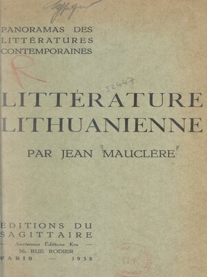 cover image of Panorama de la littérature lithuanienne contemporaine